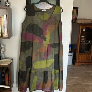 Sleeveless tiered pullover dress/jumper. Camo type design. Worn only twice.